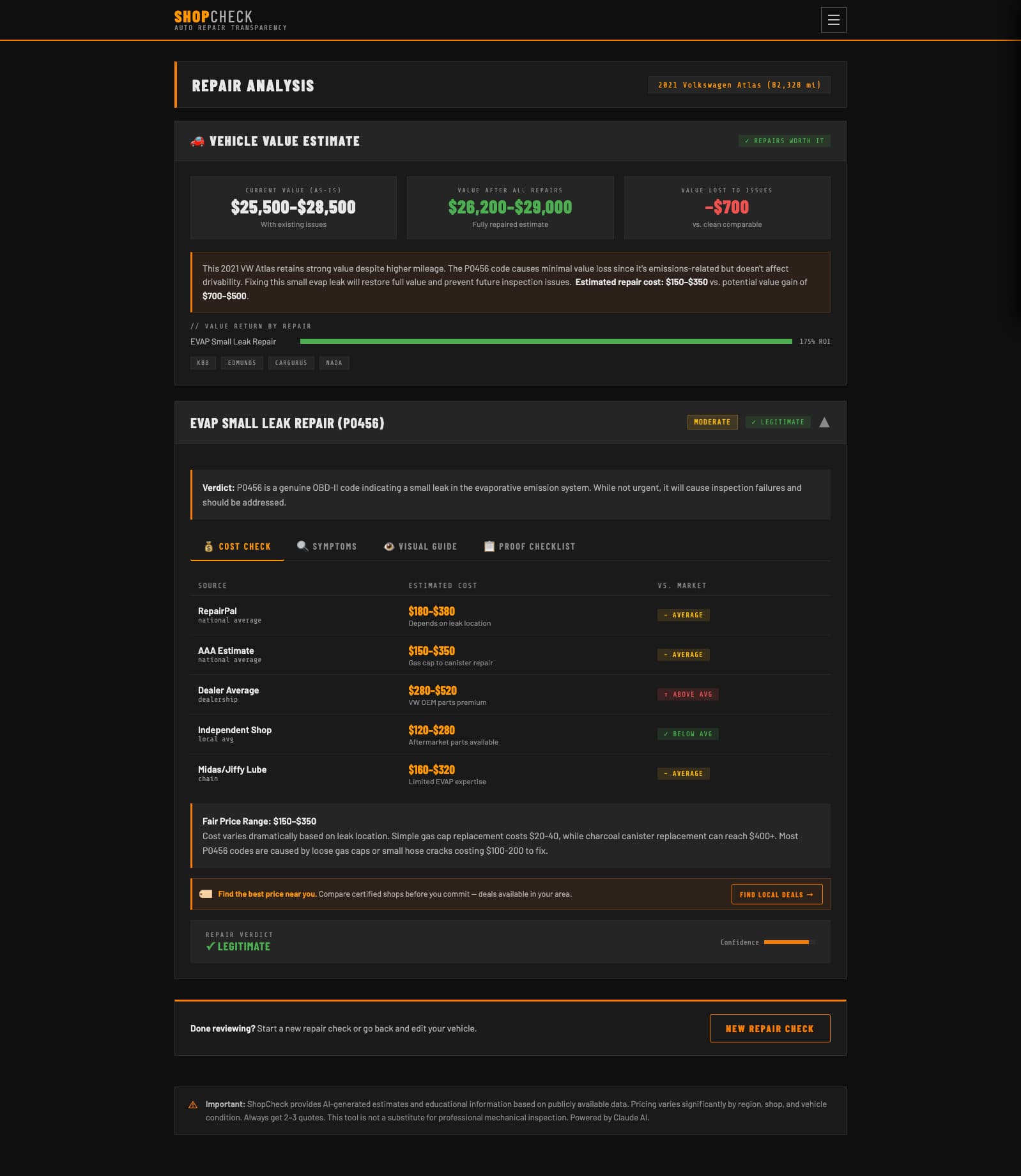 Shop Checker diagnostic code analysis