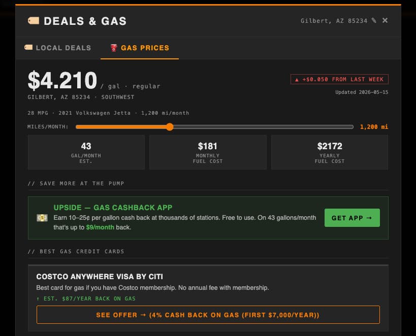 Shop Checker gas prices and usage
